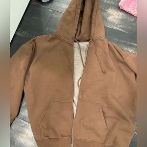 Brown oversized zip up